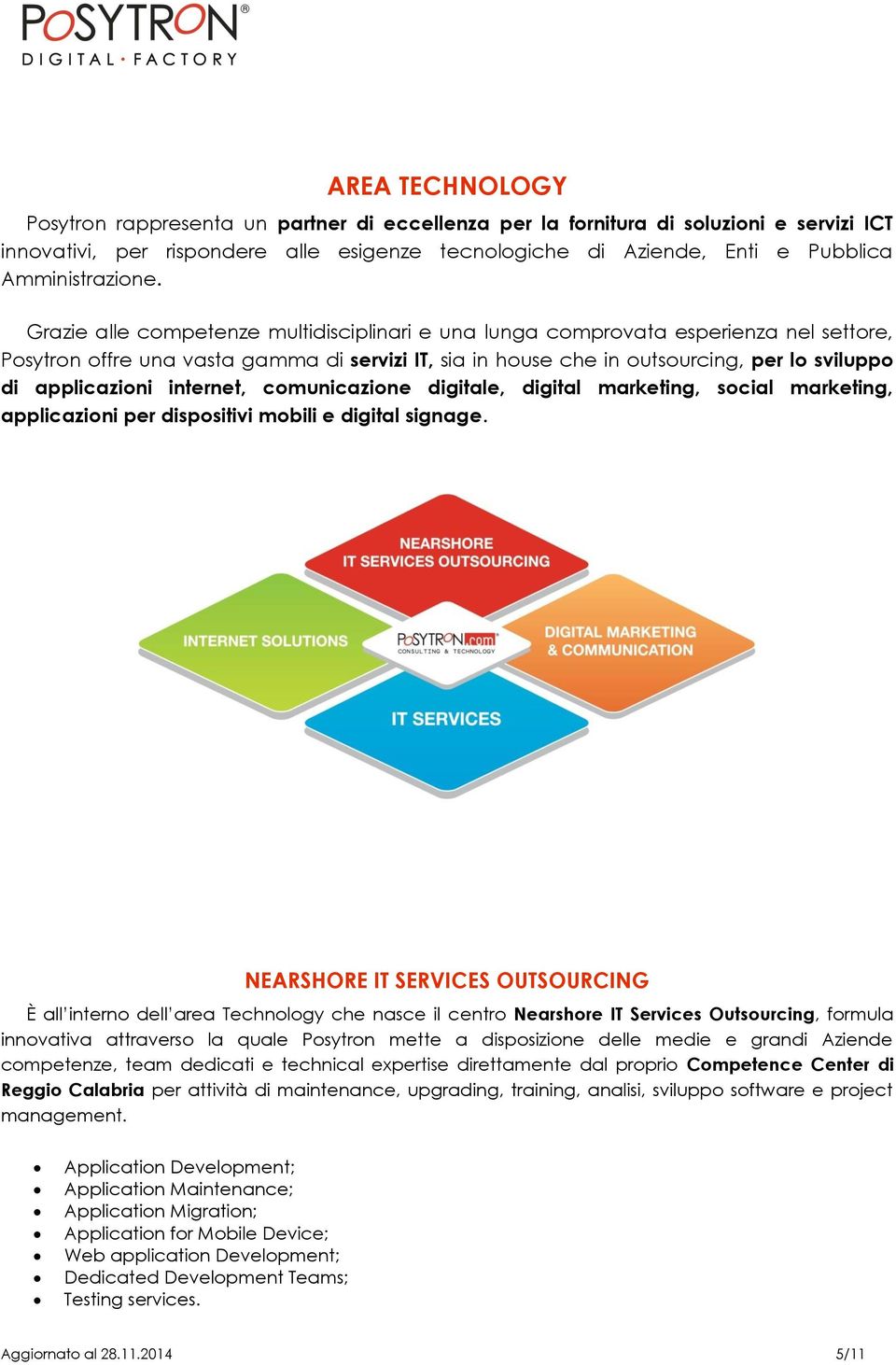 Grazie alle competenze multidisciplinari e una lunga comprovata esperienza nel settore, Posytron offre una vasta gamma di servizi IT, sia in house che in outsourcing, per lo sviluppo di applicazioni