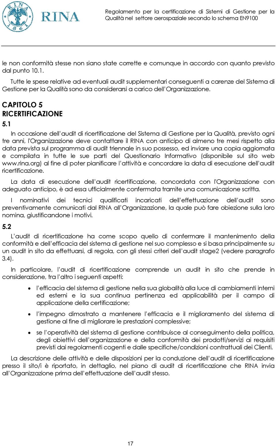 CAPITOLO 5 RICERTIFICAZIONE 5.