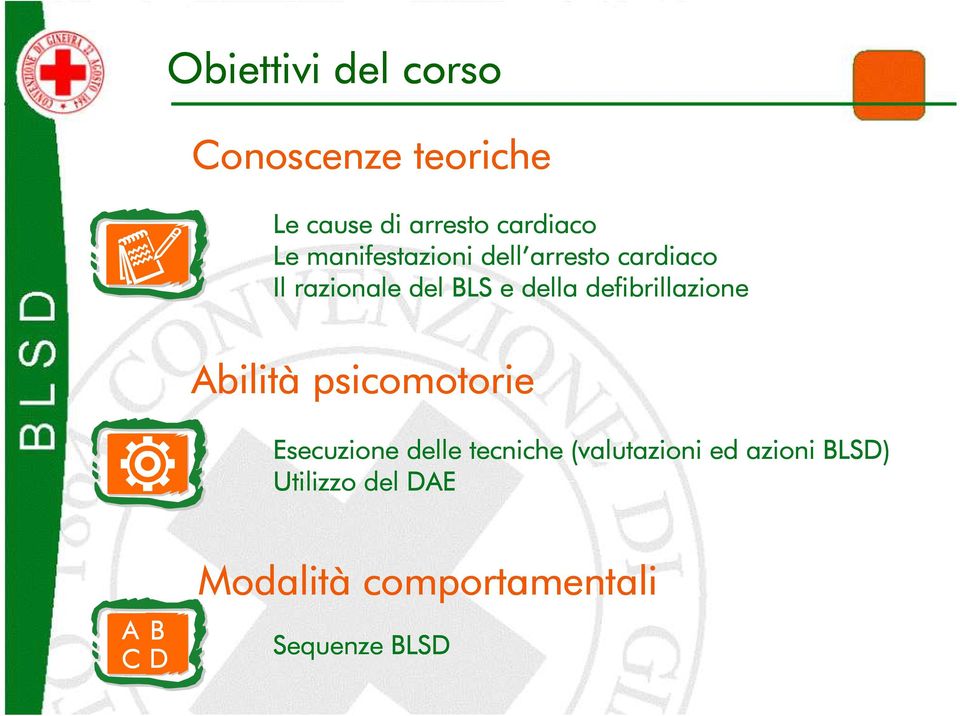 defibrillazione Abilità psicomotorie Esecuzione delle tecniche