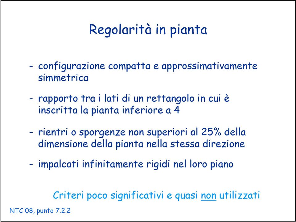 non superiori al 25% della dimensione della pianta nella stessa direzione - impalcati