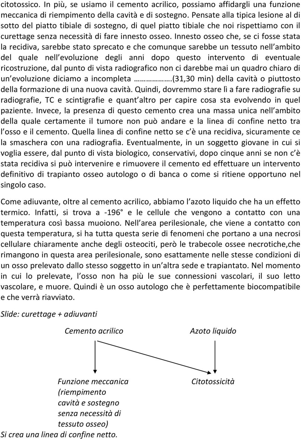 Innesto osseo che, se ci fosse stata la recidiva, sarebbe stato sprecato e che comunque sarebbe un tessuto nell ambito del quale nell evoluzione degli anni dopo questo intervento di eventuale