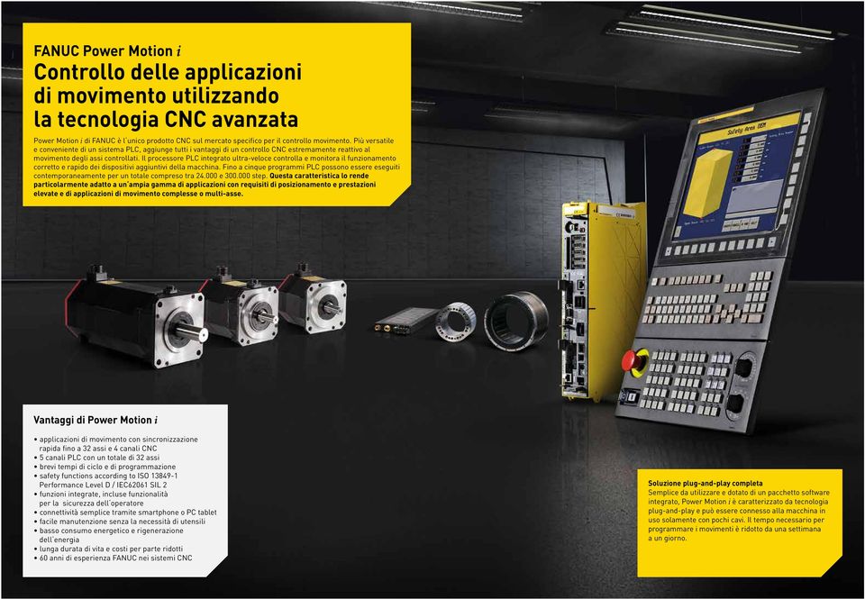 Il processore PLC integrato ultra-veloce controlla e monitora il funzionamento corretto e rapido dei dispositivi aggiuntivi della macchina.