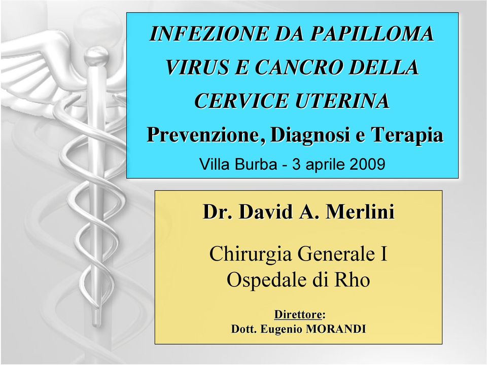 - 3 aprile 2009 Dr. David A.