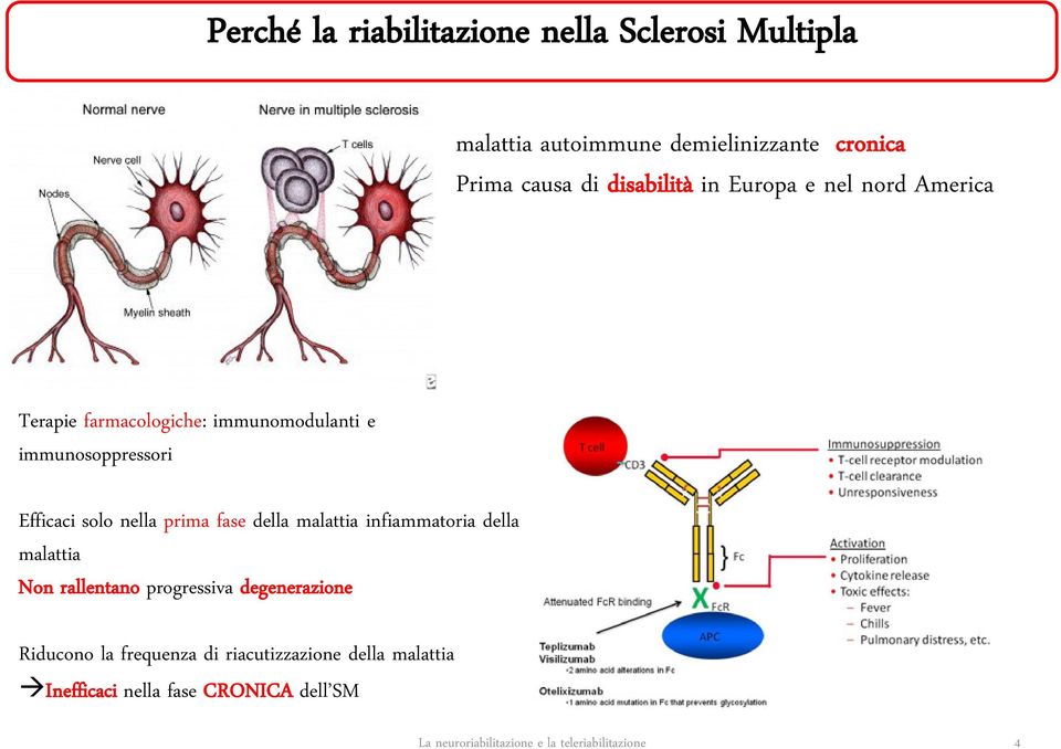 Efficaci solo nella prima fase della malattia infiammatoria della malattia Non rallentano progressiva