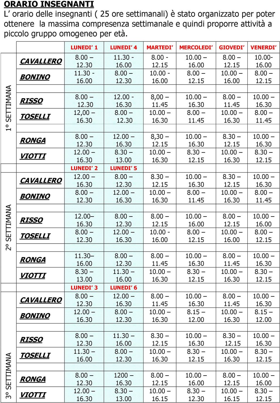 30-16.00 12.30 12,00 12.30 12.00 11.30-16.00 12.30 12.00-12.30 12.00 8.30 13.00 LUNEDI 2 LUNEDI 5 12.00 12.30 12.00 12.30 11.30 16.00 8.30 13.00 12.30 12.00 12.30 12.00 12.30 11.30 16.00 LUNEDI 3 LUNEDI 6 12.