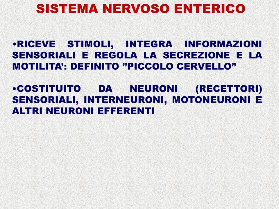 MOTILITA : DEFINITO PICCOLO CERVELLO COSTITUITO DA NEURONI