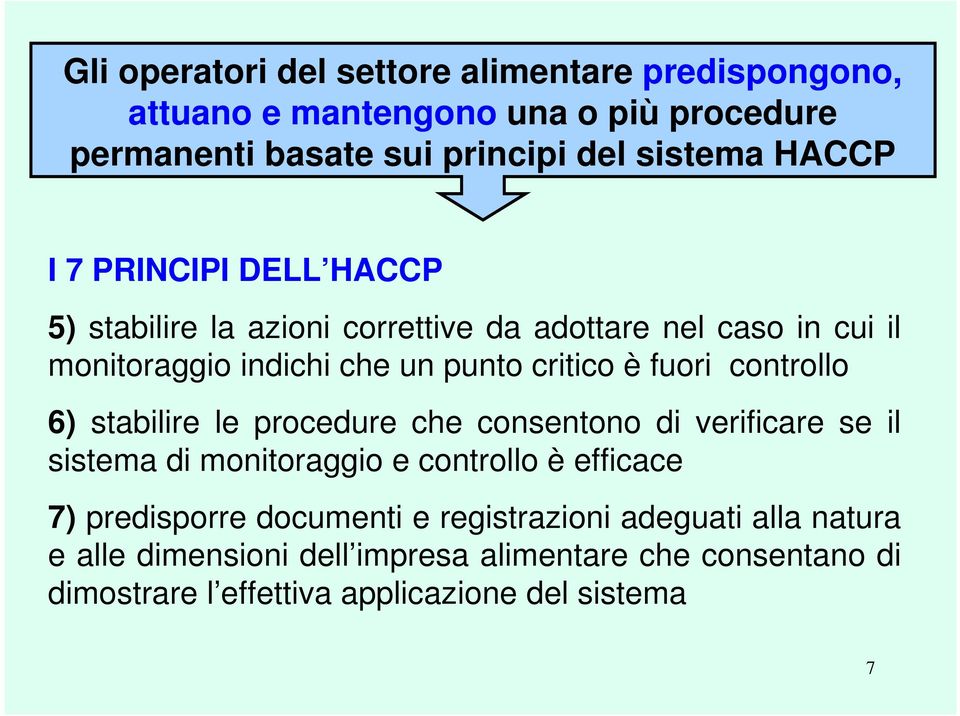 controllo 6) stabilire le procedure che consentono di verificare se il sistema di monitoraggio e controllo è efficace 7) predisporre documenti