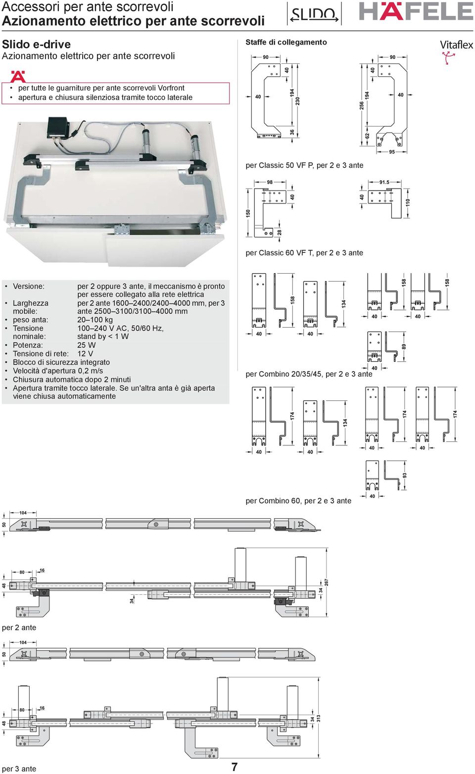 Slido e-drive Azionamento elettrico per ante scorrevoli Staffe di collegamento Vitaflex per tutte le guarniture per ante scorrevoli Vorfront apertura e chiusura silenziosa tramite tocco laterale per