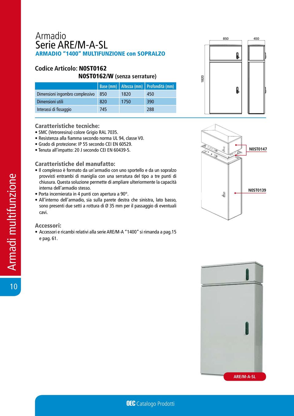 Grado di protezione: IP 55 secondo CEI EN 60529. Tenuta all impatto: 20 J secondo CEI EN 60439-5.