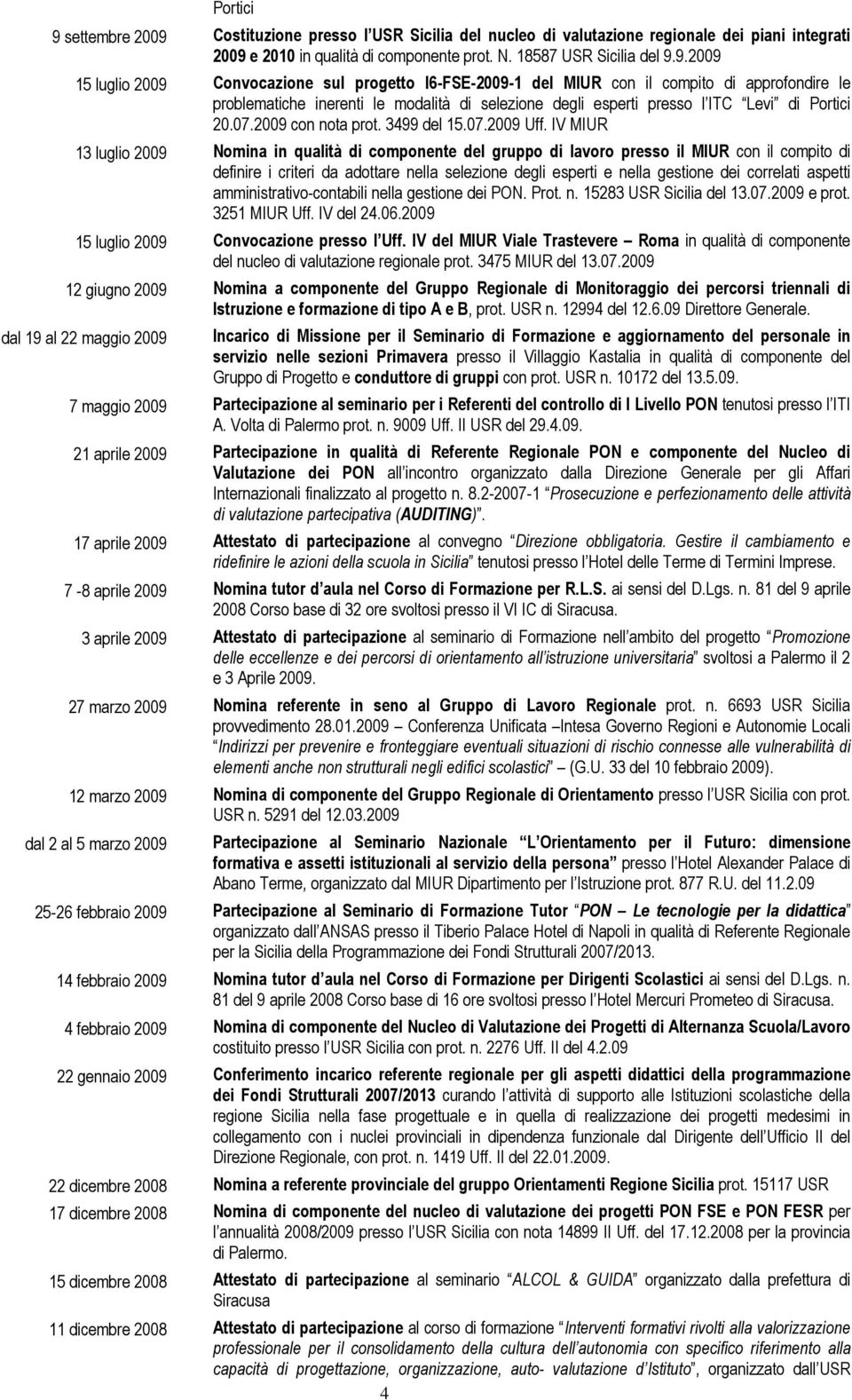 Costituzione presso l USR Sicilia del nucleo di valutazione regionale dei piani integrati 2009 