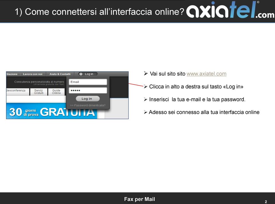 online? Vai sul sito sito www.axiatel.