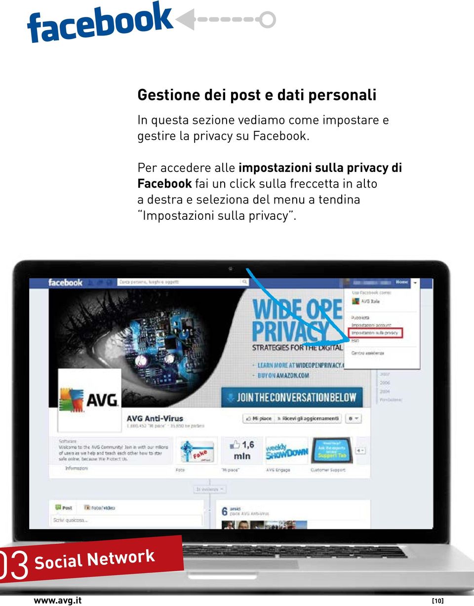 Per accedere alle impostazioni sulla privacy di Facebook fai un click