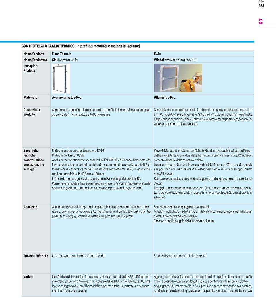 Controtelaio costituito da un profilo in alluminio estruso accoppiato ad un profilo a L in PVC riciclato di sezione versatile.