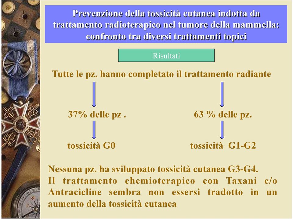 tossicità G0 tossicità G1-G2 Nessuna pz.