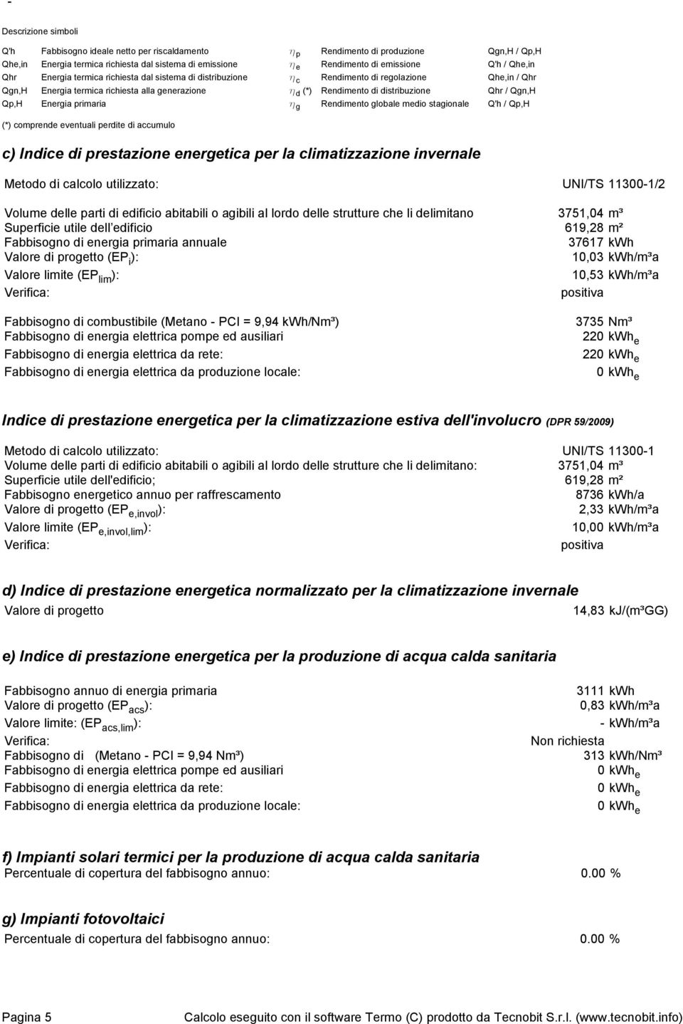 Energia primaria η g Rendimento globale medio stagionale Q'h / Qp,H (*) comprende eventuali perdite di accumulo c) Indice di prestazione energetica per la climatizzazione invernale Metodo di calcolo