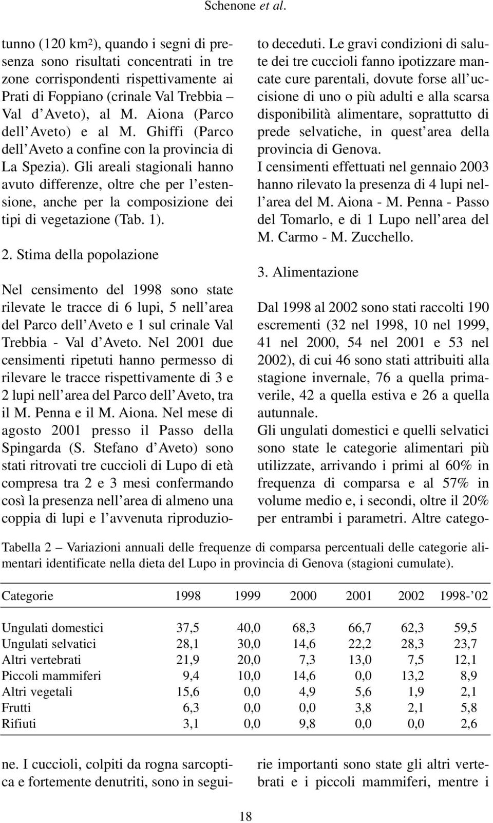 Gli areali stagionali hanno avuto differenze, oltre che per l estensione, anche per la composizione dei tipi di vegetazione (Tab. 1). 2. Stima della popolazione ne.