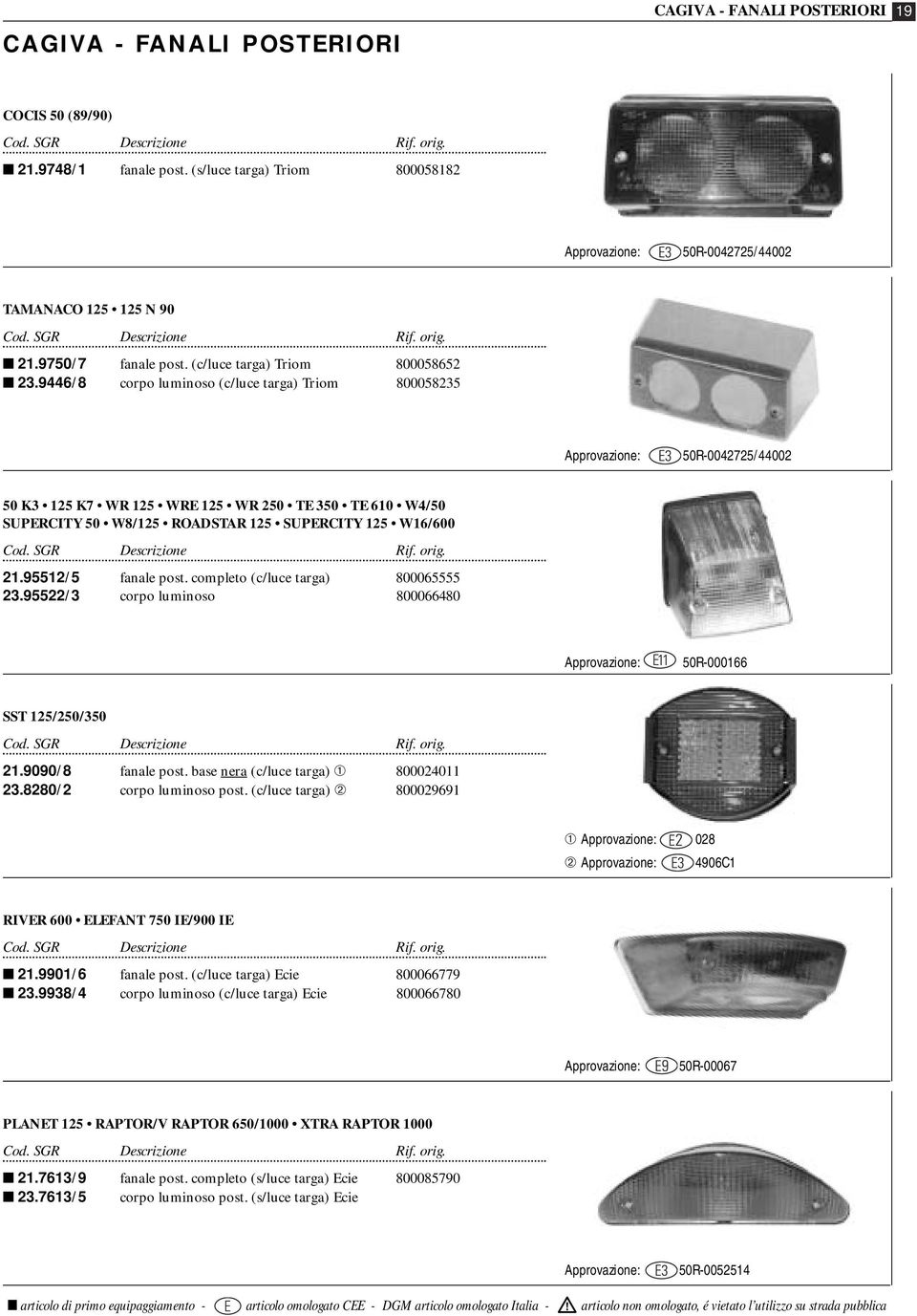 9446/8 corpo luminoso (c/luce targa) Triom 800058235 50R-0042725/44002 50 K3 125 K7 WR 125 WRE 125 WR 250 TE 350 TE 610 W4/50 SUPERCITY 50 W8/125 ROADSTAR 125 SUPERCITY 125 W16/600 21.