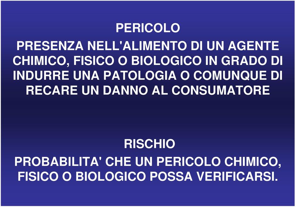 COMUNQUE DI RECARE UN DANNO AL CONSUMATORE RISCHIO