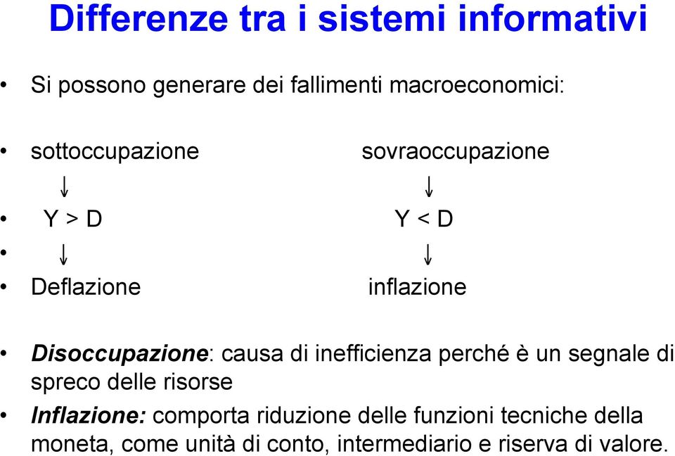 di inefficienza perché è un segnale di spreco delle risorse Inflazione: comporta riduzione