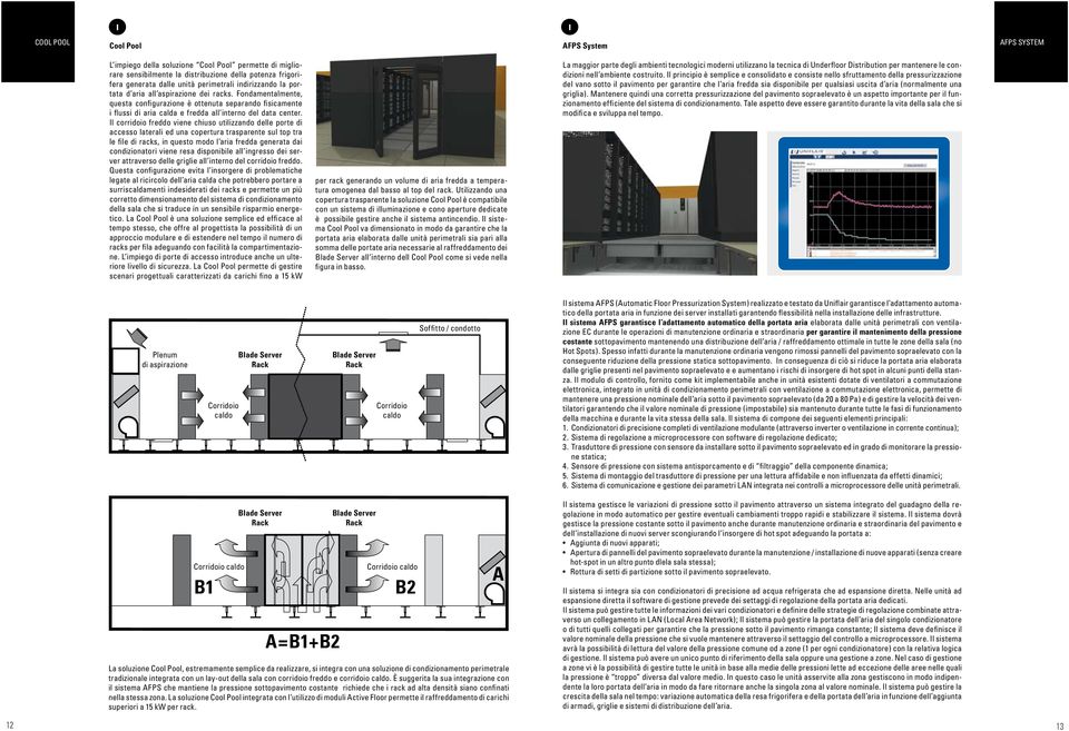 Il corridoio freddo viene chiuso utilizzando delle porte di accesso laterali ed una copertura trasparente sul top tra le file di racks, in questo modo l aria fredda generata dai condizionatori viene