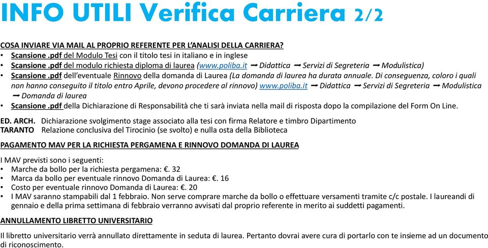 pdf dell eventuale Rinnovo della domanda di Laurea (La domanda di laurea ha durata annuale.