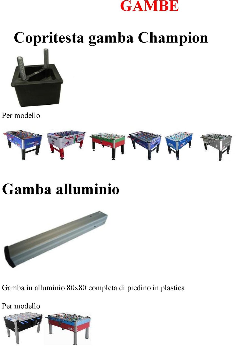 Gamba in alluminio 80x80