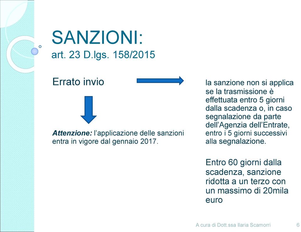 la sanzione non si applica se la trasmissione è effettuata entro 5 giorni dalla scadenza o, in caso