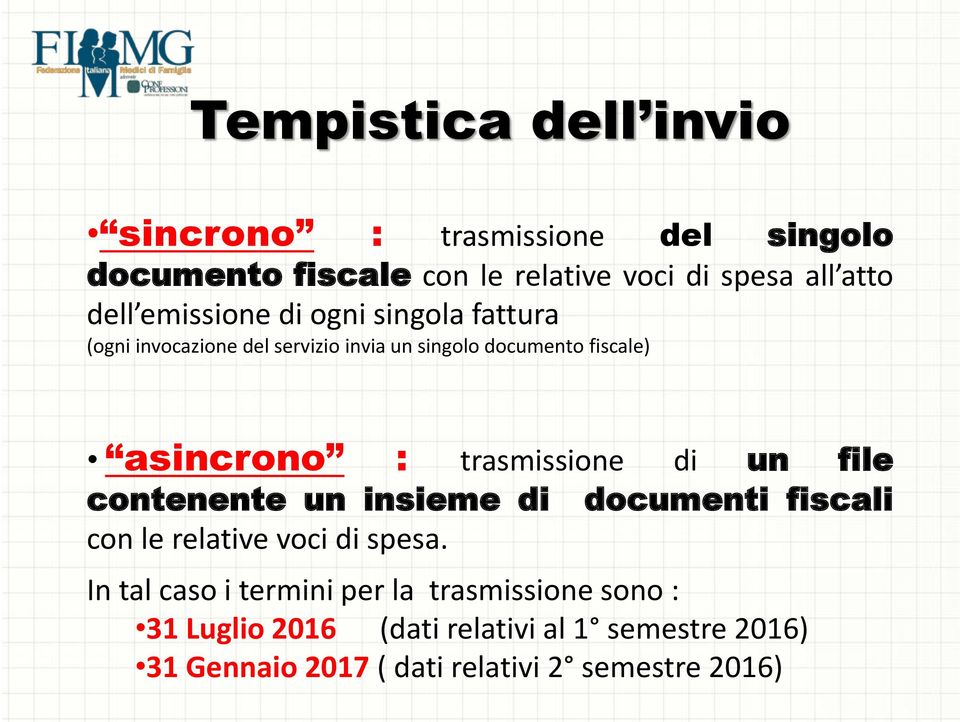 trasmissione di un file contenente un insieme di con le relative voci di spesa.