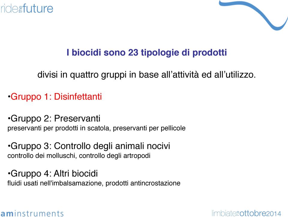 preservanti per pellicole " " Gruppo 3: Controllo degli animali nocivi " controllo dei molluschi,