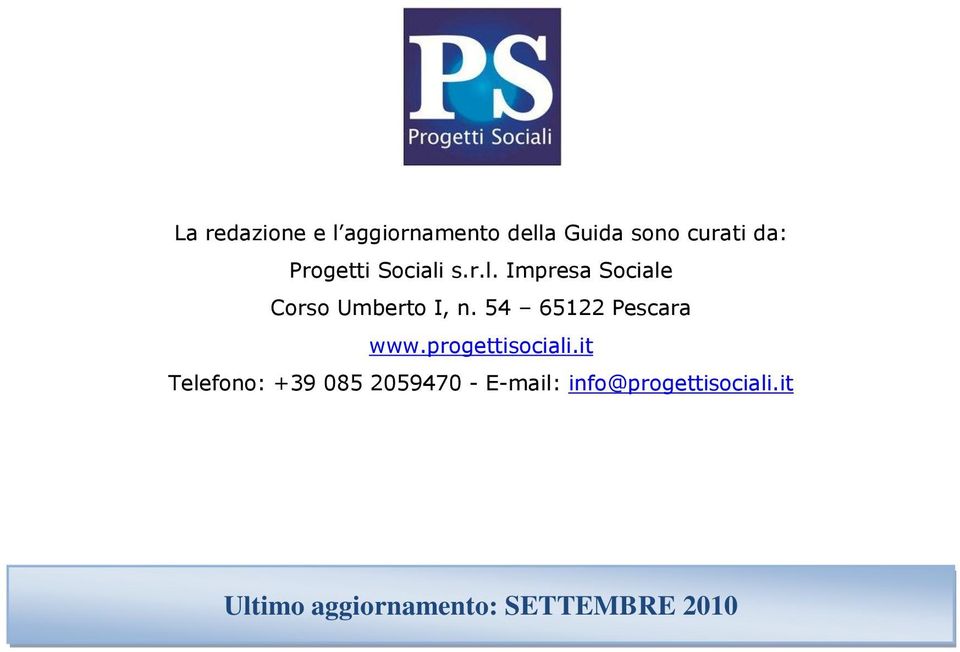54 65122 Pescara www.progettisociali.