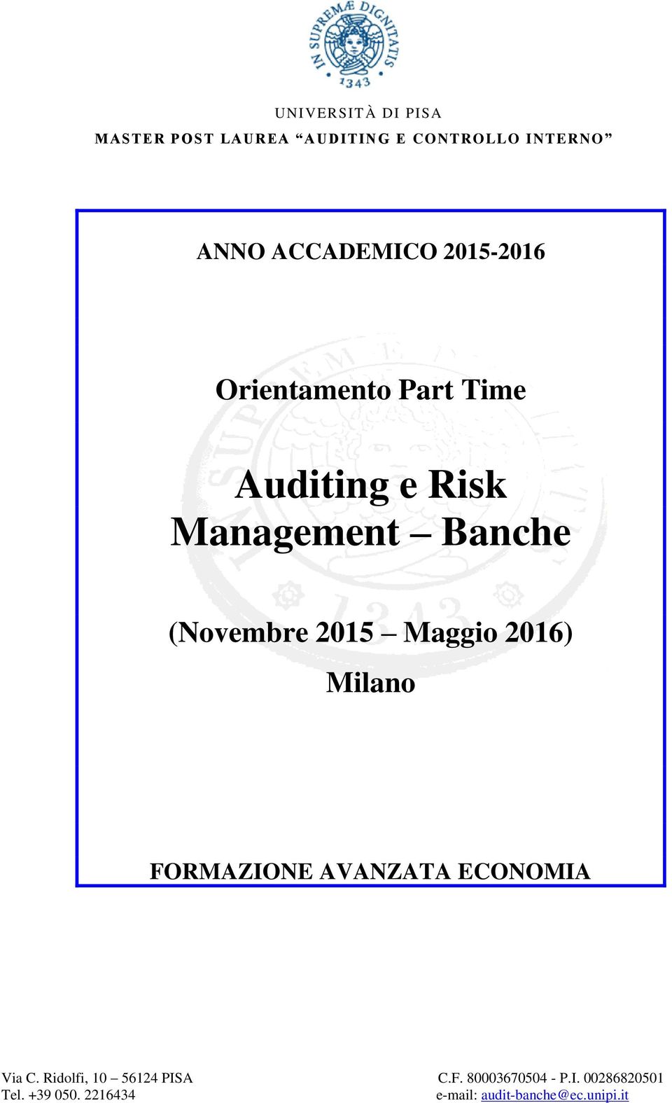 Time Auditing e Risk Management Banche