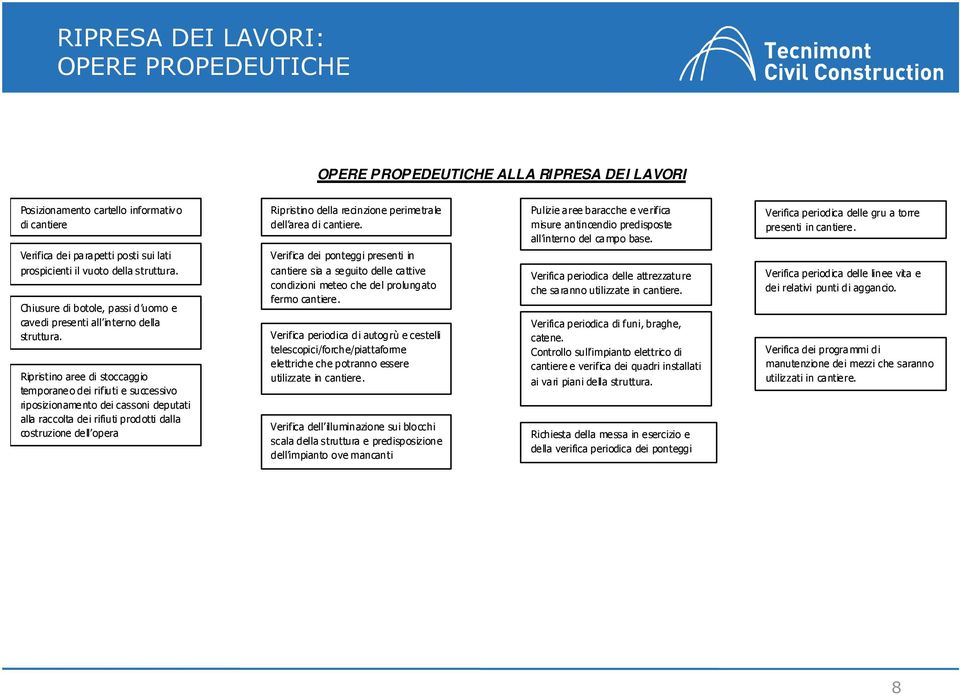 Ripristino aree di stoccaggio temporaneo dei rifiuti e successivo riposizionamento dei cassoni deputati alla raccolta dei rifiuti prodotti dalla costruzione dell opera Ripristino della recinzione