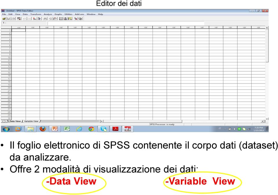 (dataset) da analizzare.