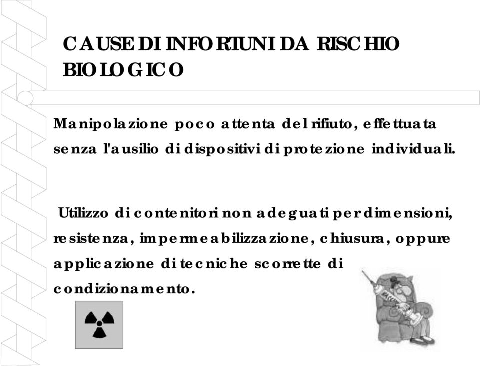 Utilizzo di contenitori non adeguati per dimensioni, resistenza,