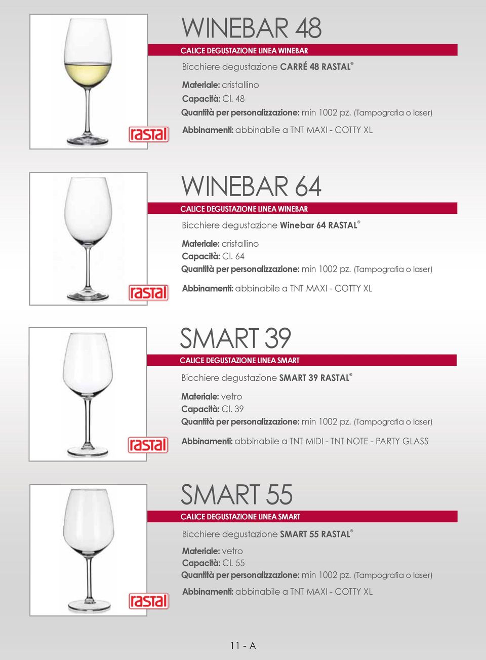 64 SMART 39 CAlice degustazione linea smart Bicchiere degustazione SMART 39 RASTAL Capacità: Cl.