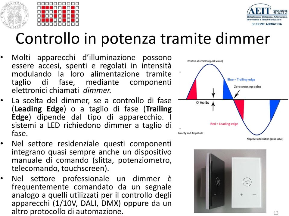 I sistemi a LED richiedono dimmer a taglio di fase.