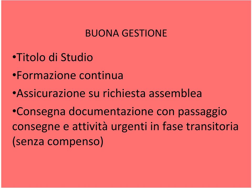 Consegna documentazione con passaggio consegne