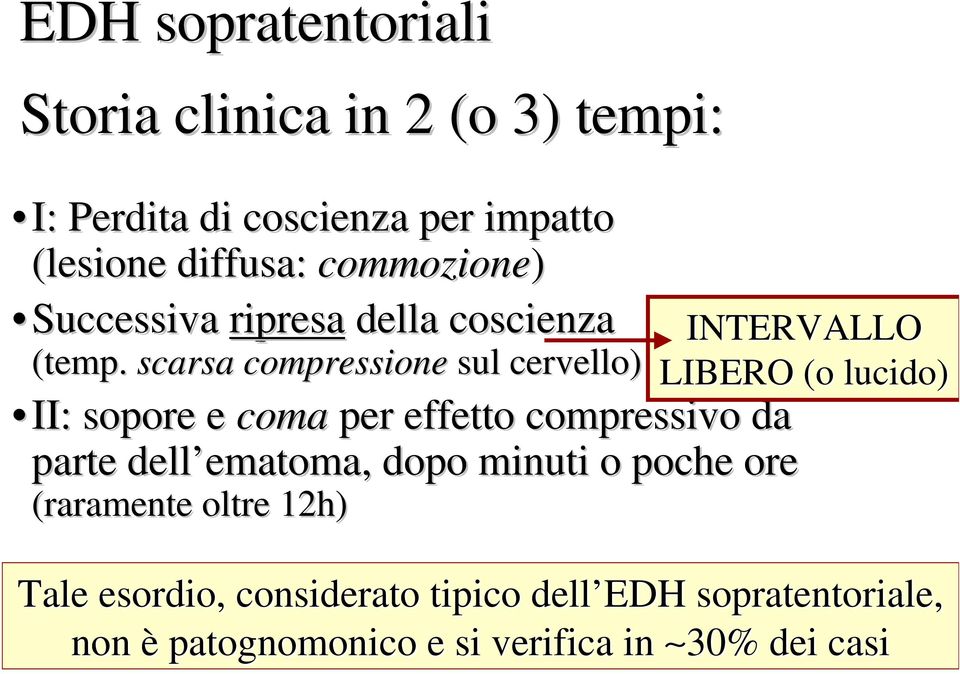 scarsa compressione sul cervello) II: sopore e coma per effetto compressivo da parte dell ematoma, dopo minuti