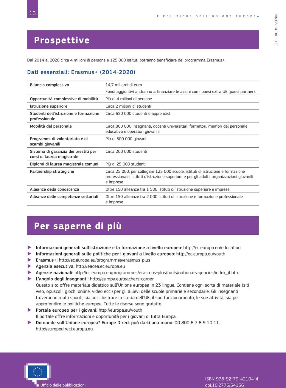 Programmi di volontariato e di scambi giovanili Sistema di garanzia dei prestiti per corsi di laurea magistrale Diplomi di laurea magistrale comuni Partnership strategiche Alleanze della conoscenza