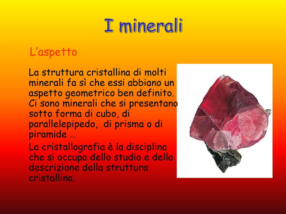 Ci sono minerali che si presentano sotto forma di cubo, di parallelepipedo, di