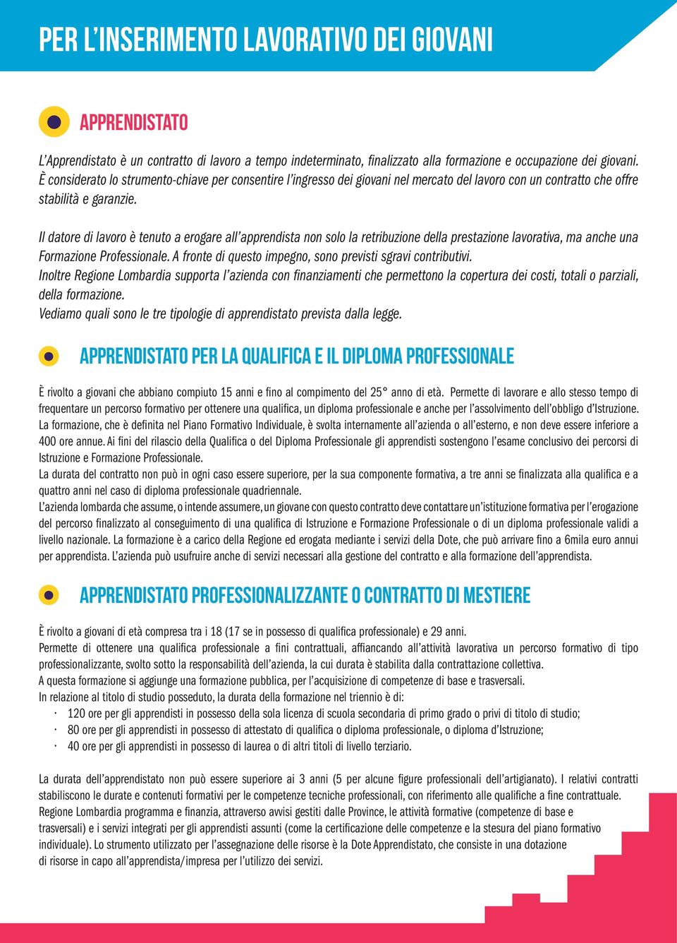 Il datore di lavoro è tenuto a erogare all apprendista non solo la retribuzione della prestazione lavorativa, ma anche una Formazione Professionale.