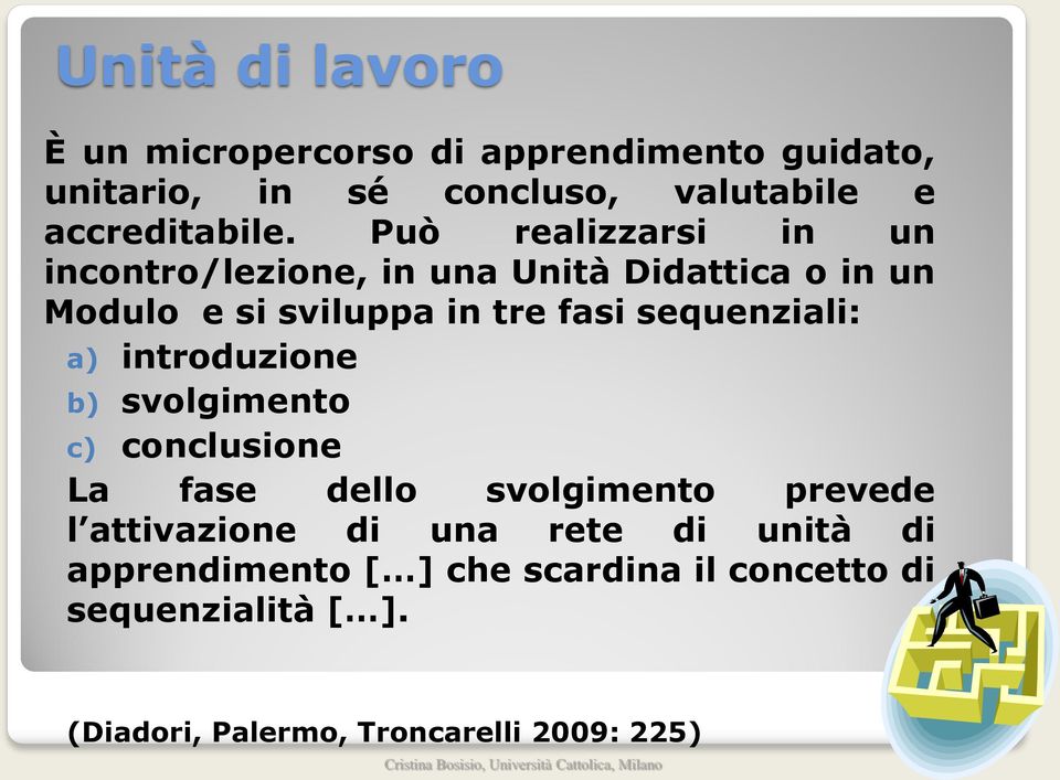 sequenziali: a) introduzione b) svolgimento c) conclusione La fase dello svolgimento prevede l attivazione di una