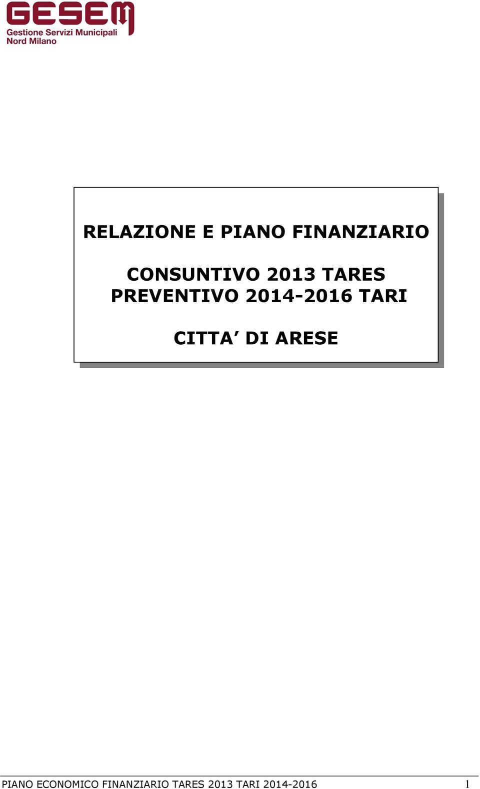 2014-2016 TARI CITTA DI ARESE PIANO