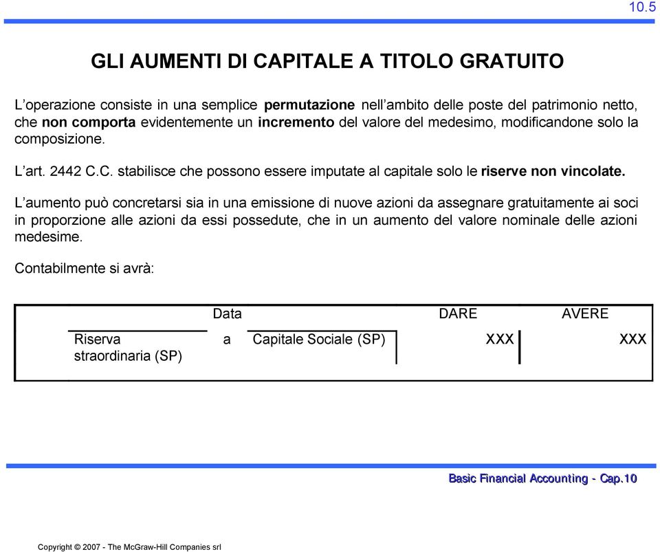 C. stabilisce che possono essere imputate al capitale solo le riserve non vincolate.