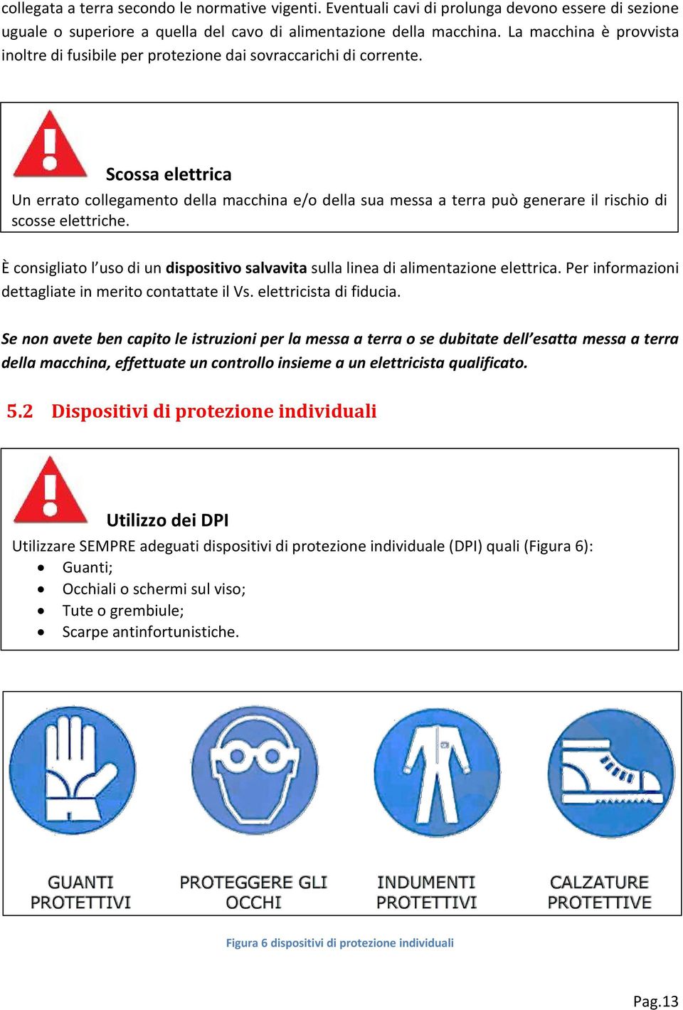 Scossa elettrica Un errato collegamento della macchina e/o della sua messa a terra può generare il rischio di scosse elettriche.