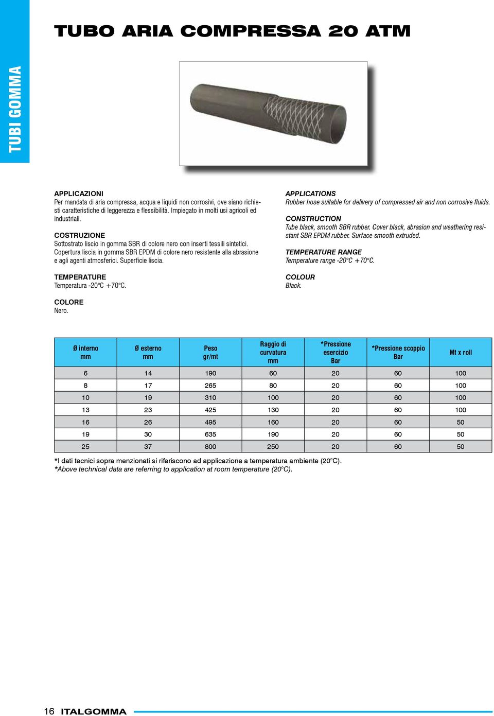 Copertura liscia in goa SBR EPDM di colore nero resistente alla abrasione e agli agenti atmosferici. Superficie liscia. Temperatura -20 C +70 C.