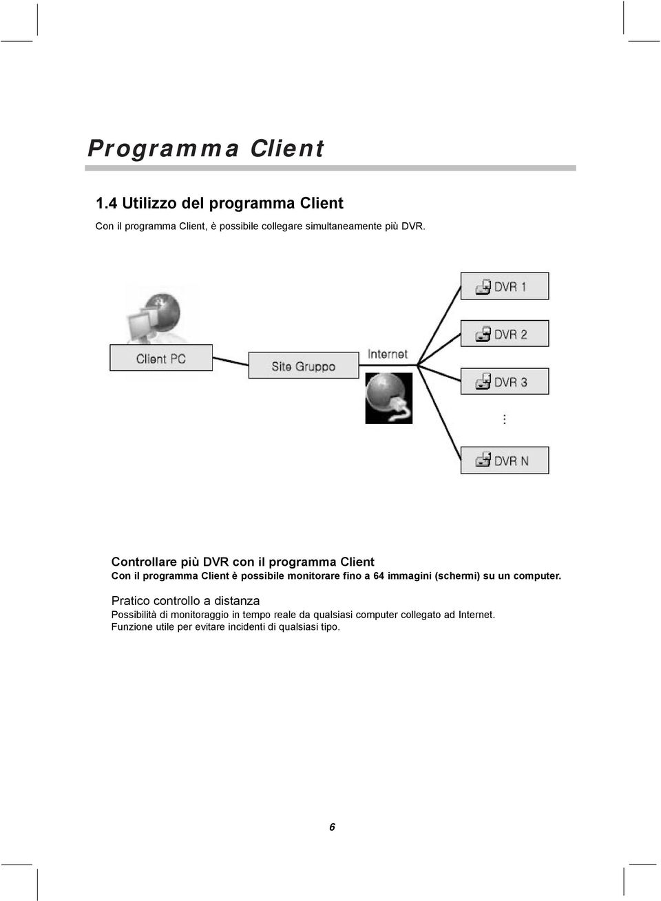 Controllare più DVR con il programma Client Con il programma Client è possibile monitorare fino a 64