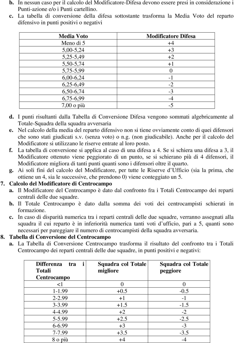 lcolo del Modificatore-Difesa devono essere presi in co