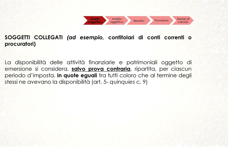 considera, salvo prova contraria, ripartita, per ciascun periodo d imposta, in quote