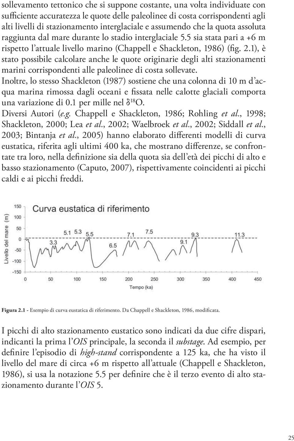 1), è stato possibile calcolare anche le quote originarie degli alti stazionamenti marini corrispondenti alle paleolinee di costa sollevate.